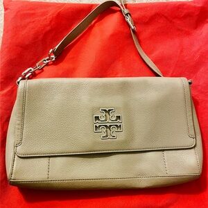 Tory Burch Taupe Leather Shoulder Bag